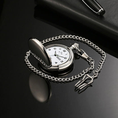HOTBOSHIYA Smooth Quartz Pocket Watches for Men Classic Arabic Digital Luminous Dial & Day Date Pocket Watch with Chain Christmas Graduation Birthday Gifts