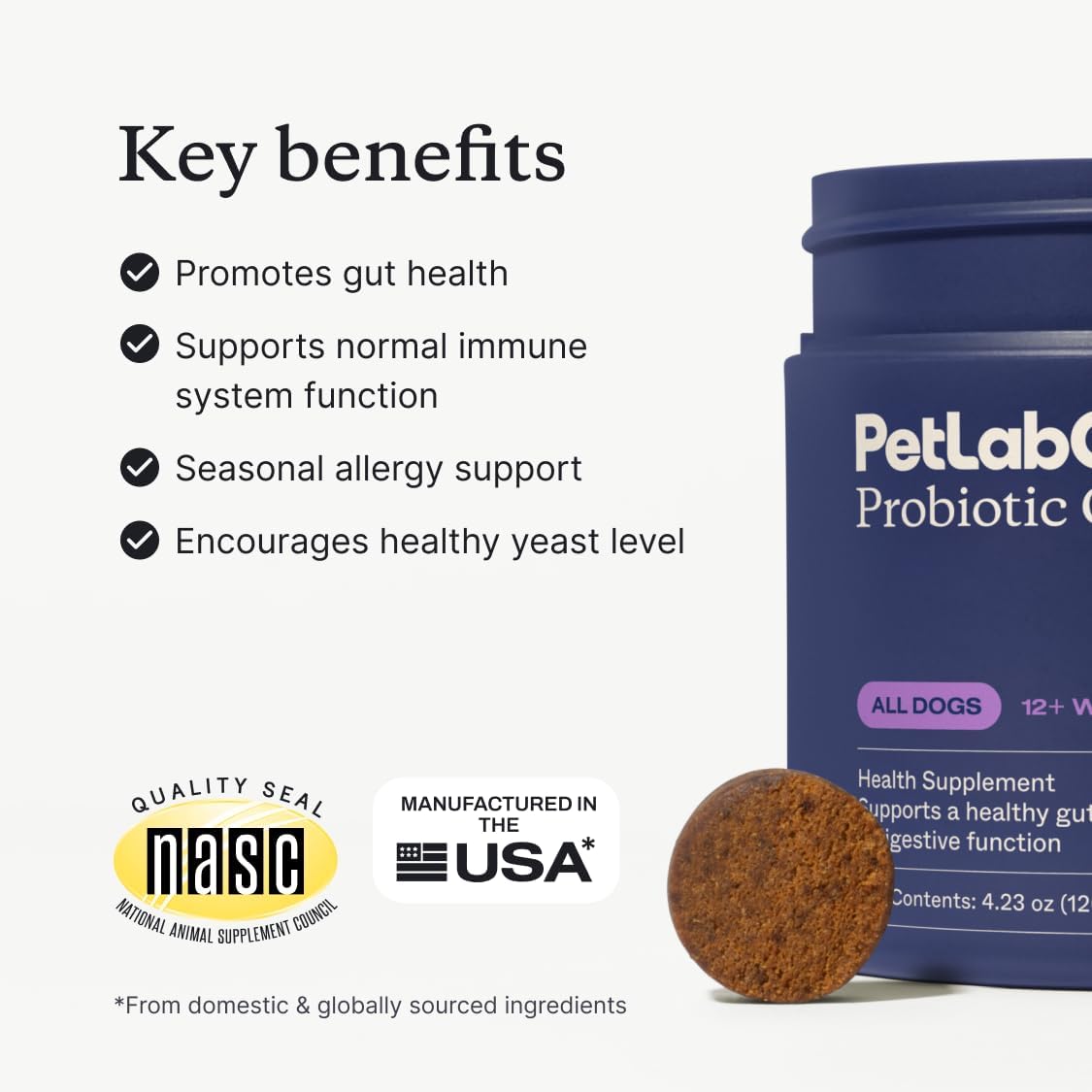 HOTPetLab Co. Probiotic Chews for Dogs, 30 Soft Chews, Salmon | 8-strain probiotic blend with prebiotics to support digestive health, skin and seasonal allergy support