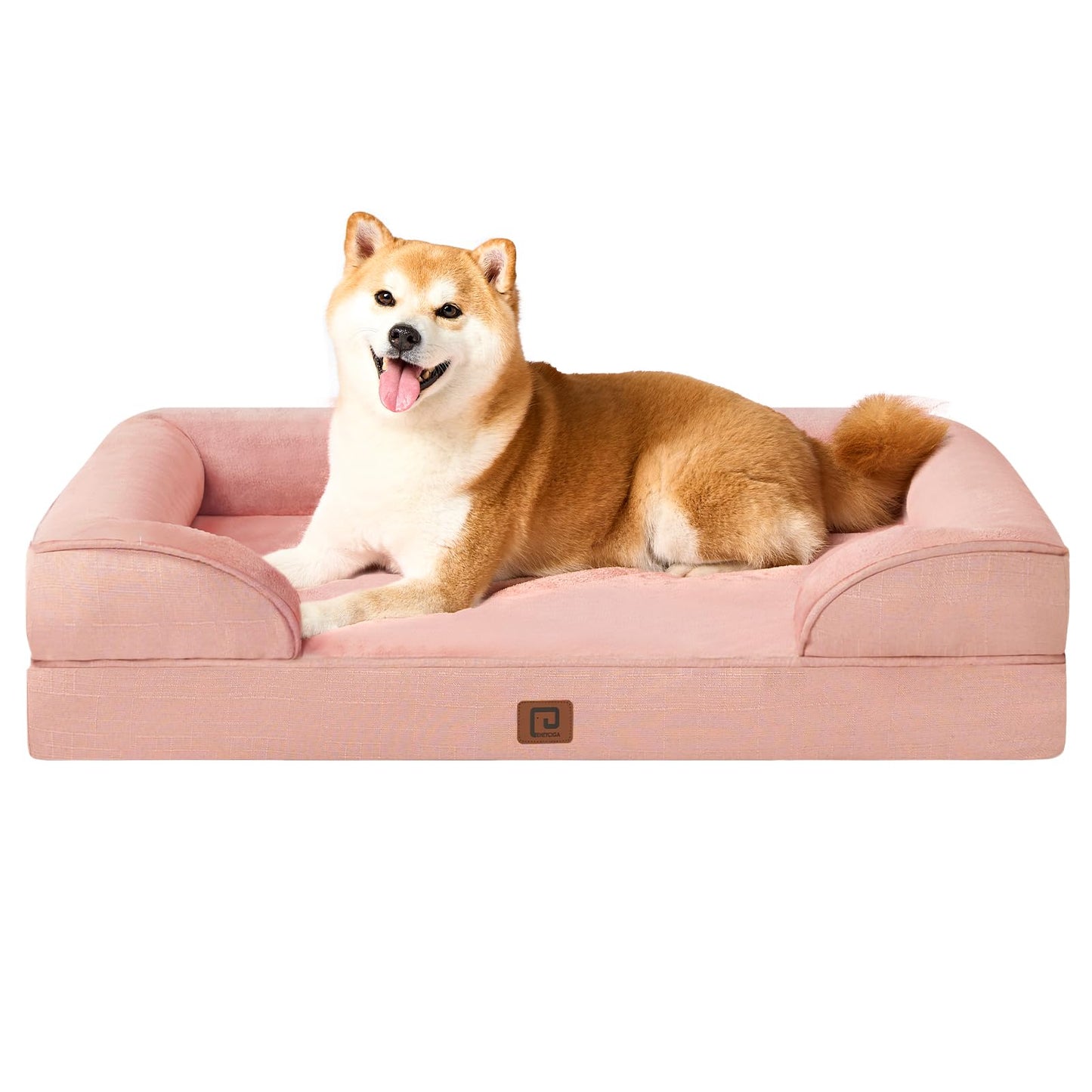HOTEHEYCIGA Orthopedic Dog Beds for Extra Large Dogs 44x32Inch, Polyurethane Foam XL Pet Bed with Sides, Non-Slip and Egg-Crate Foam Big Dog Couch Bed with Washable Removable Cover, Grey
