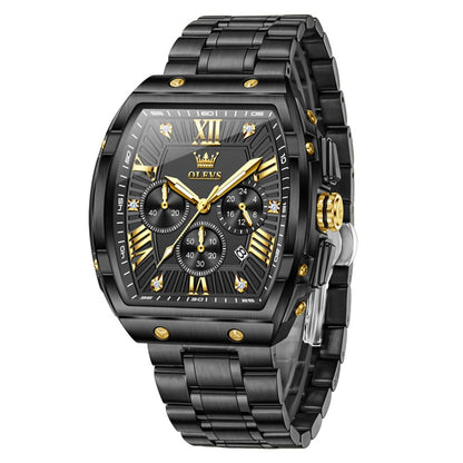 HOTOLEVS Watches for Men Analog Quartz Luxury Diamond Waterproof Chronograph Stainless Steel Big Face Square Date Moon Phase Roman Numeral Dress Mens Watches