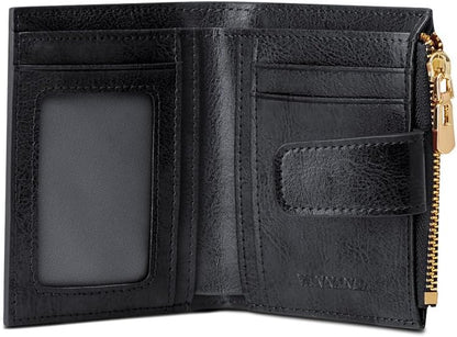 HOTSmall Wallet for Women Genuine Leather Bifold Zipper Front Pocket Compact RFID Blocking Credit Card Case Purse with Gift Box