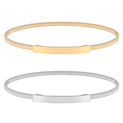 HOTVONMELLI Skinny Metal Cinch Belt for Dress Stretch Thin Waist Belt for Women Gold/Silver