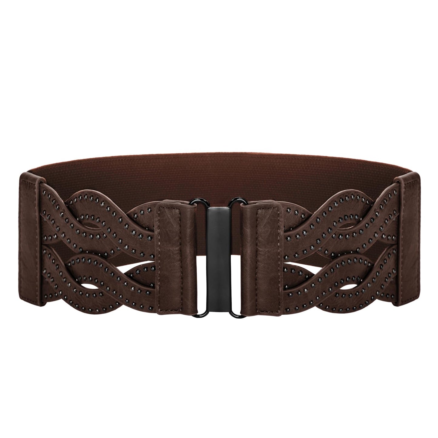 HOTGRACE KARIN Wide Belts for Women Elastic Waist Belt | 3 inch wide stretchy waistband, Woven design, Golden buckle, For dresses skirt, Vintage casual boho western style