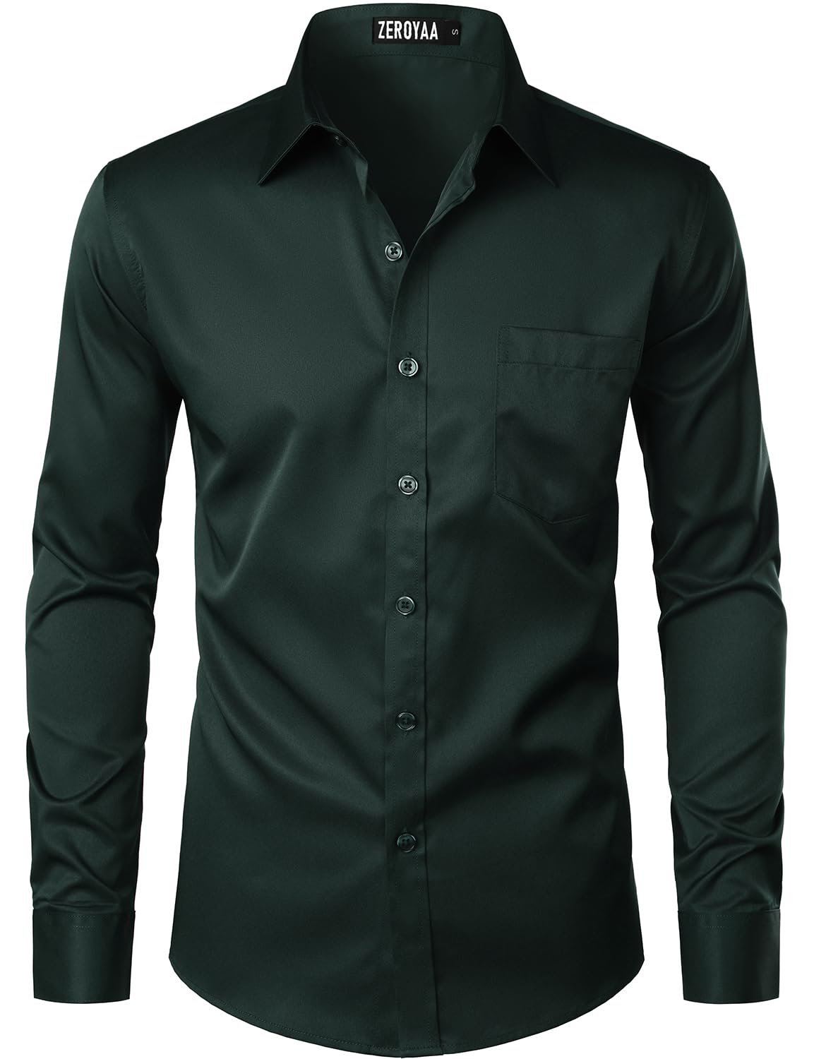 HOTZEROYAA Men's Urban Stylish Casual Business Slim Fit Long Sleeve Button Up Dress Shirt with Pocket