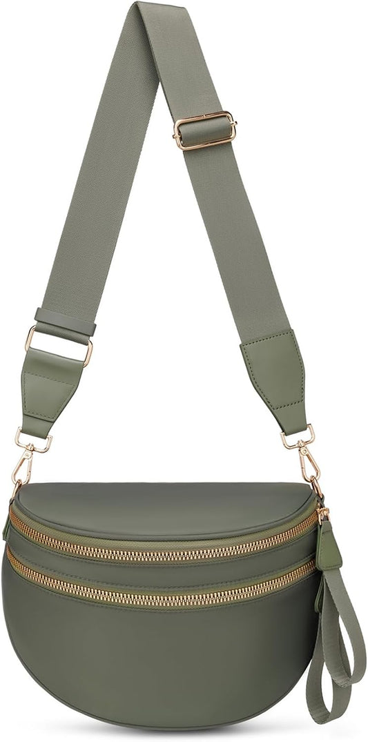 HOTPure Colour Crossbody Bum Bags for Women Spacious Checkered Cross body Bag Nylon Trendy Fanny Pack for Travel