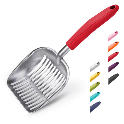 HOTWePet Cat Litter Scoop, Aluminum Alloy Sifter, Kitty Metal Scooper, Deep Shovel, Long Handle, Poop Sifting, Kitten Pooper Lifter, Durable, Heavy Duty, for Litter Box