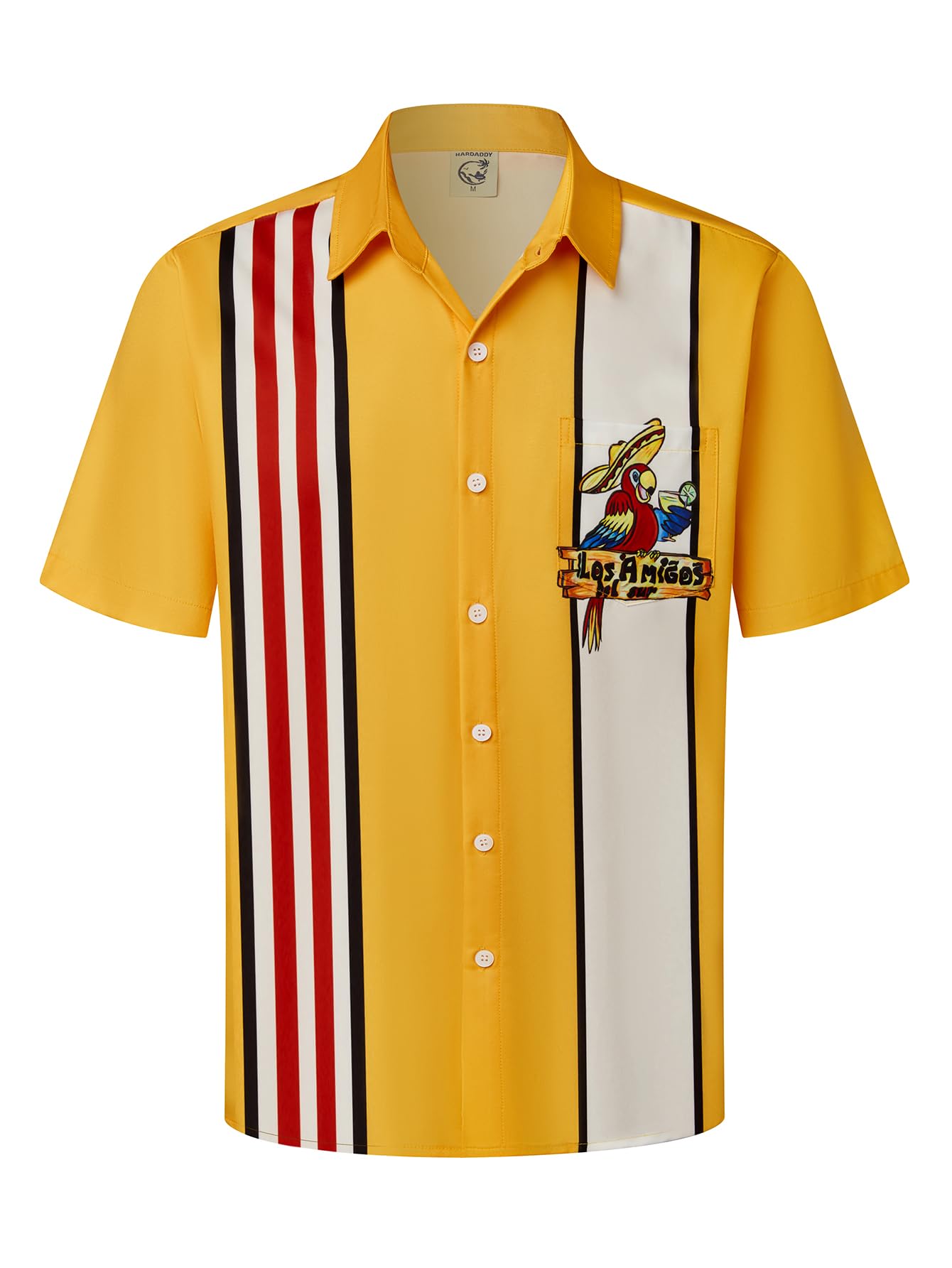 HOTHardaddy Men's Vintage Bowling Shirt Short Sleeve Button Down Hawaiian Summer Beach Printed Casual Shirts
