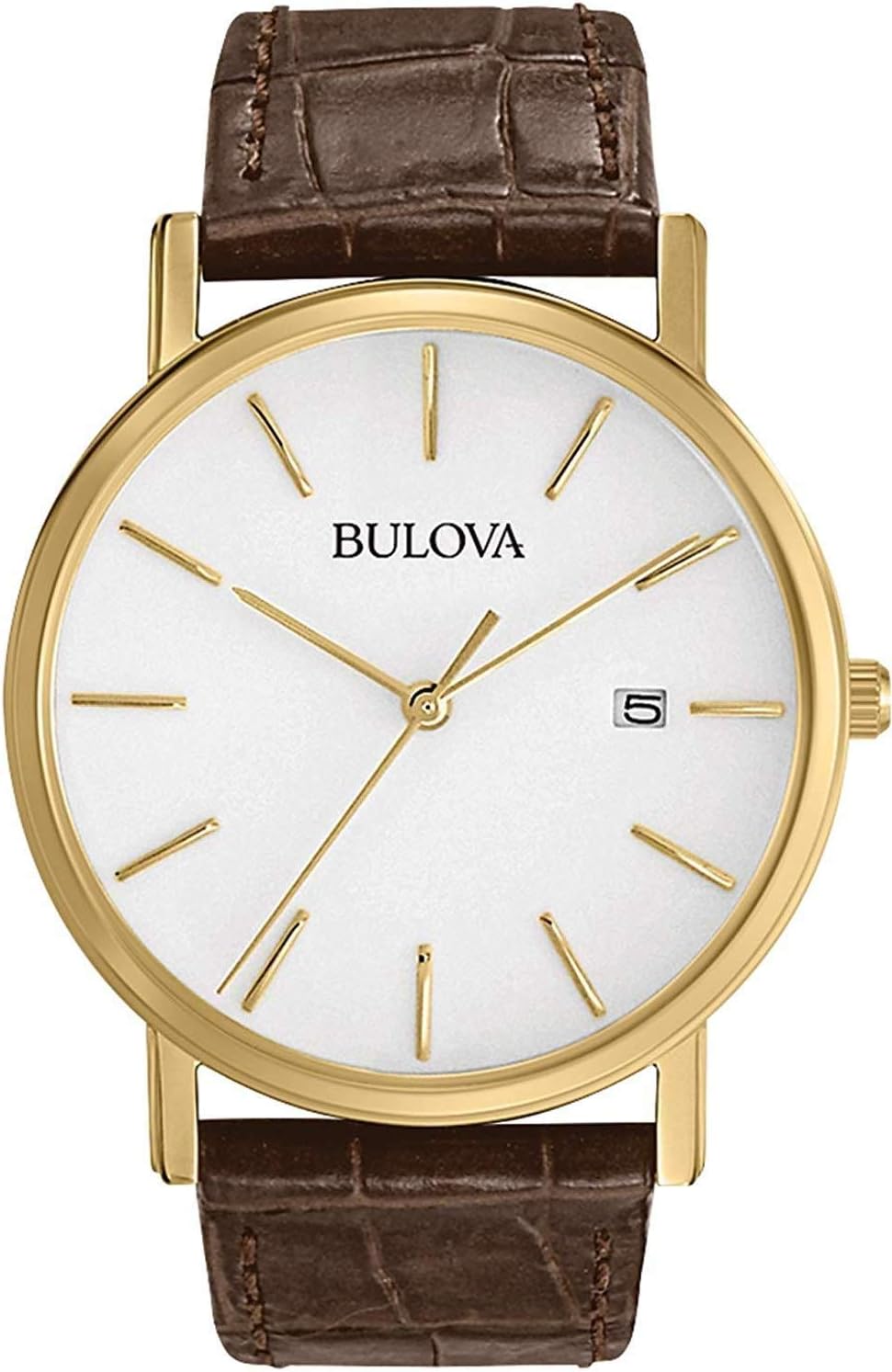 HOTBulova Men's Classic 3-Hand Calendar Date Quartz Leather Strap Watch, Buckle, 37mm