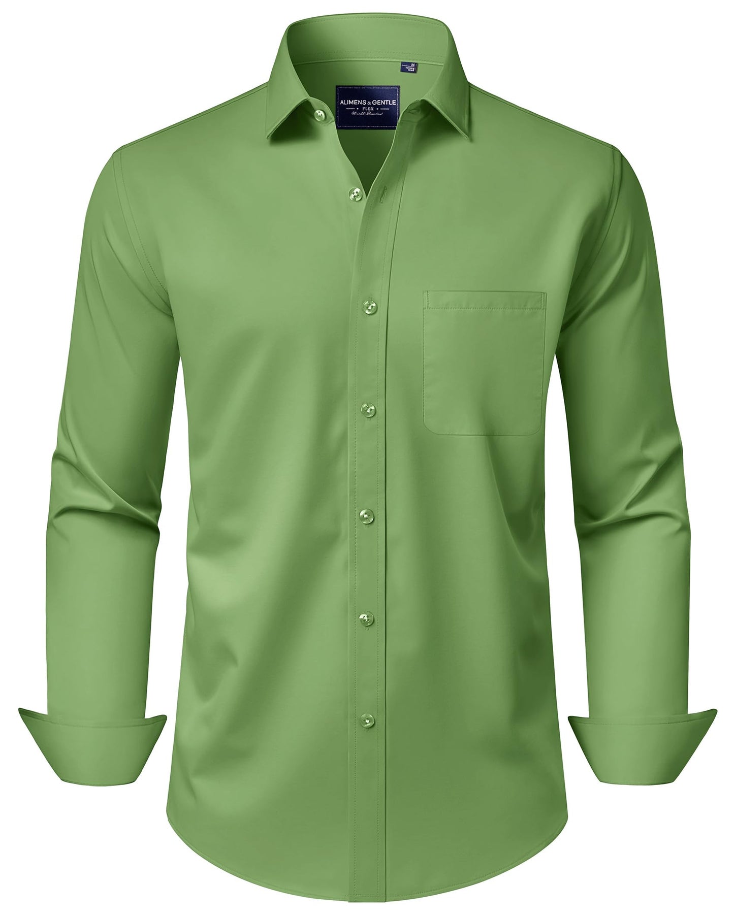 HOTAlimens & Gentle Men's Dress Shirts Long Sleeve Wrinkle-Free Stretch Shirts Solid Formal Button Down Shirt with Pocket