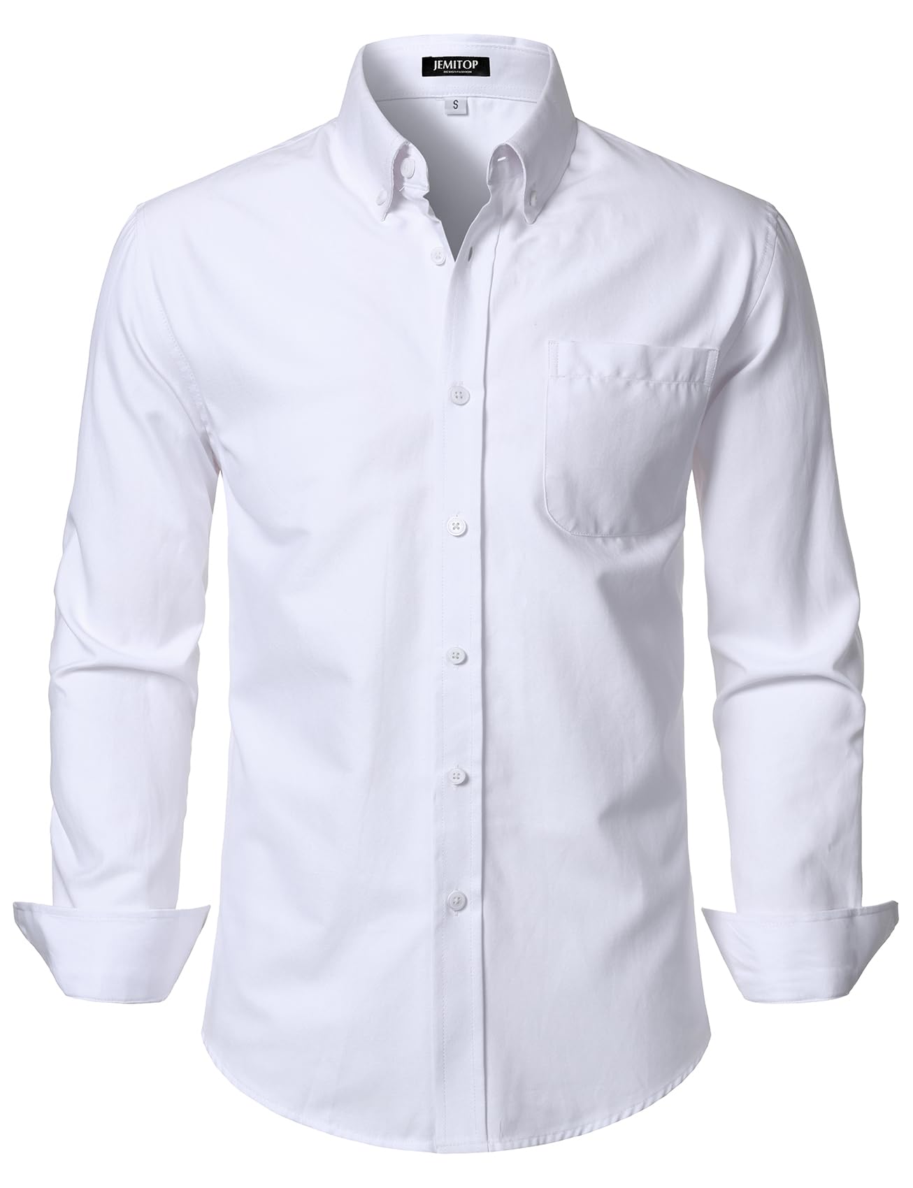 HOTJEMITOP Men's Classic Lightweight Oxford Button Down Collar Shirts Business Casual Long Sleeve Dress Shirt with Pocket