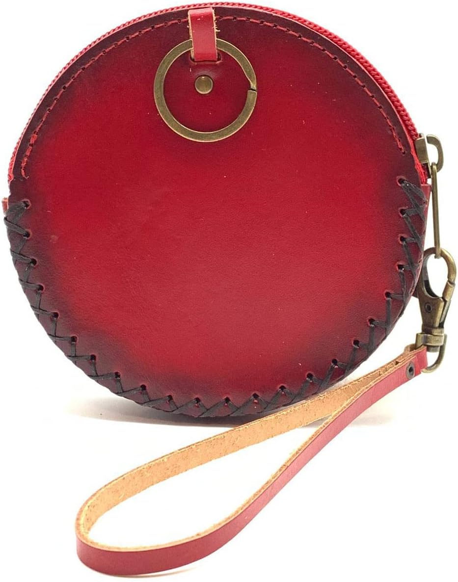 HOTHandmade Vintage Genuine Red Leather 3D Animal Monkey Coin Purse with Removable wrist strap