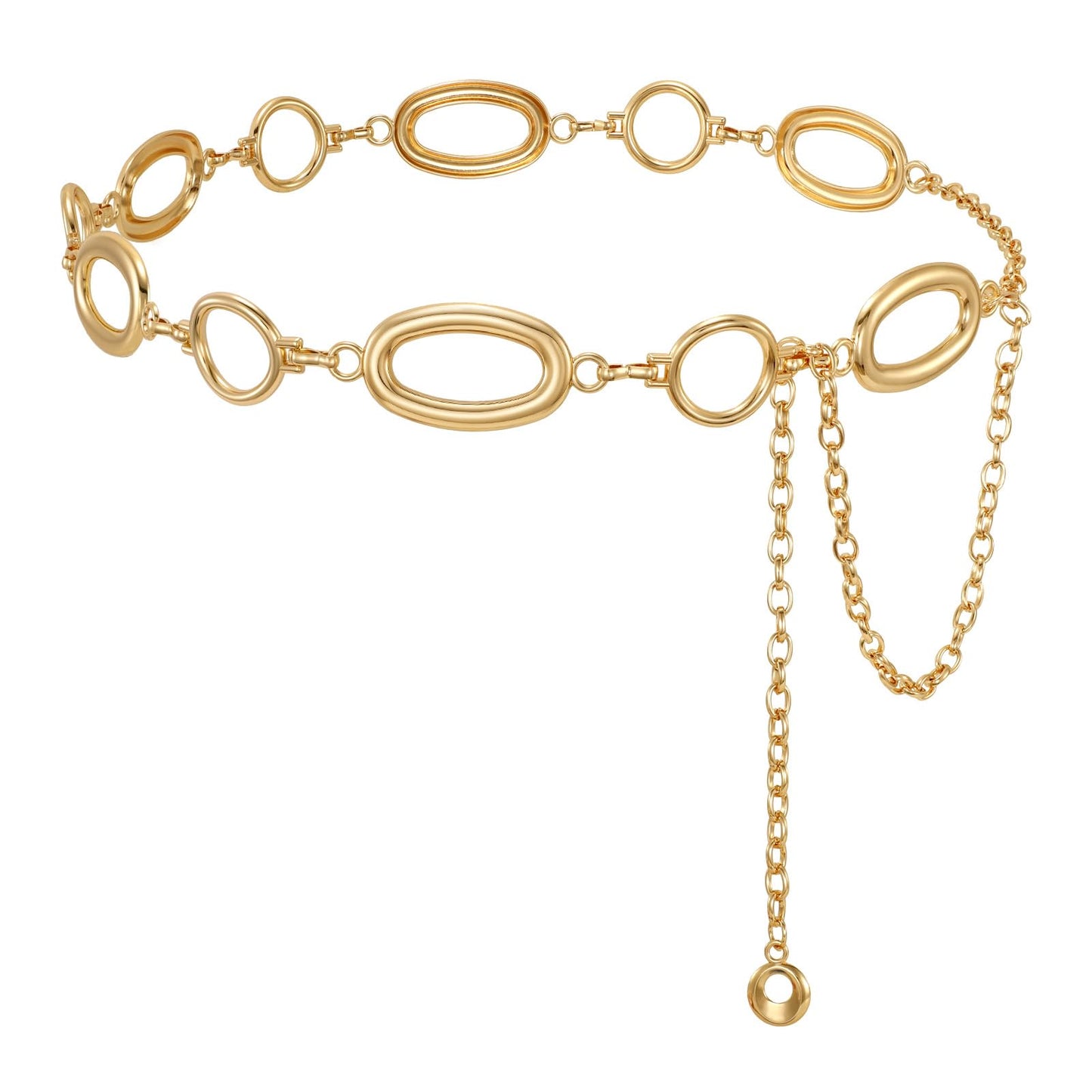HOTWHIPPY Metal Waist Chain Belt Women Adjustable Body Link Belts Ladies Fashion Chain for Jeans Dress