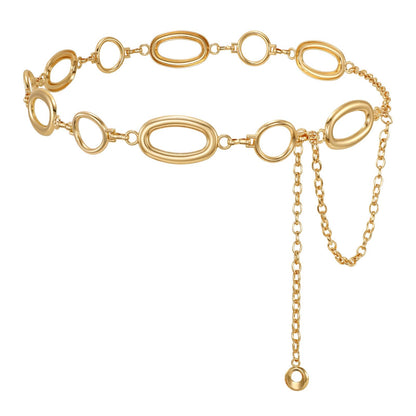 HOTWHIPPY Metal Waist Chain Belt Women Adjustable Body Link Belts Ladies Fashion Chain for Jeans Dress