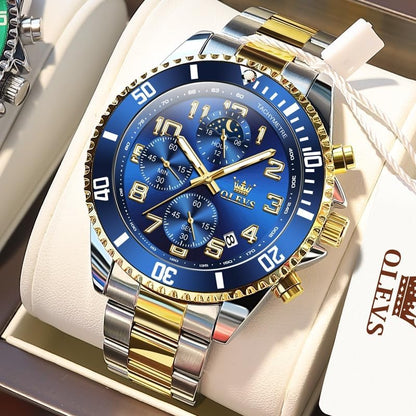 HOTOLEVS Watches for Men Stainless Steel Dress Men Watch with Date Big Face Chronograph Waterproof Luxury Fashion Watch Blue/Black/Gold/Green/Silver Face Relojes para Hombres