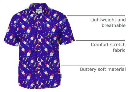 HOTTipsy Elves Patriotic Shirts for Men - USA Short Sleeve Button Up American Flag Shirts for Men for 4th of July