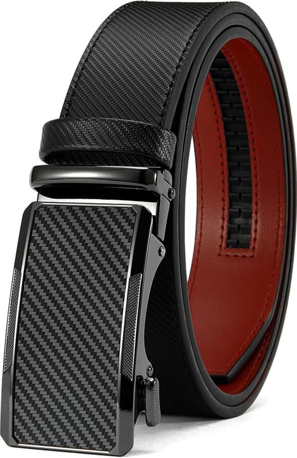 HOTDOOPAI Men's Adjustable Ratchet Belt -White Leather Dress Belt for Men, Customizable Fit, Easy to Use, Maximum Durability