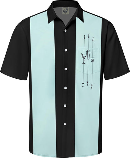 HOTHardaddy Men's Vintage Bowling Shirt Short Sleeve Button Down Hawaiian Summer Beach Printed Casual Shirts