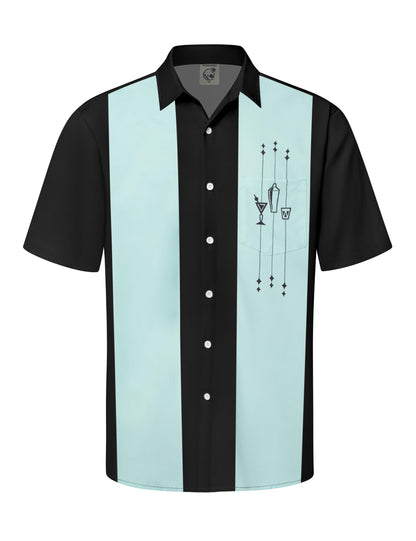 HOTHardaddy Men's Vintage Bowling Shirt Short Sleeve Button Down Hawaiian Summer Beach Printed Casual Shirts