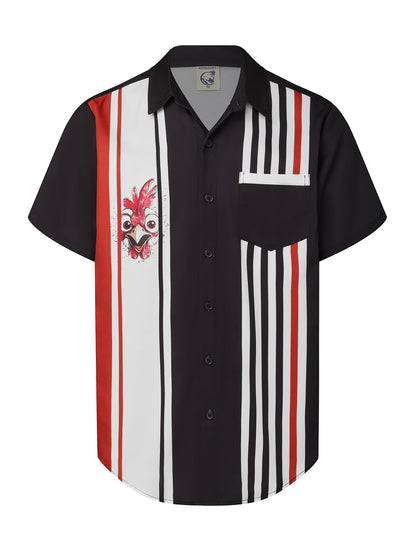 HOTHardaddy Men's Vintage Bowling Shirt Short Sleeve Button Down Hawaiian Summer Beach Printed Casual Shirts