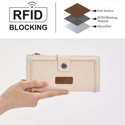 HOTMontana West X Wrangler Wallets for Women Ladies Female Bifold Card Cases Money Organizer Minimalist Travel Wallet with Rfid Lining and ID Window