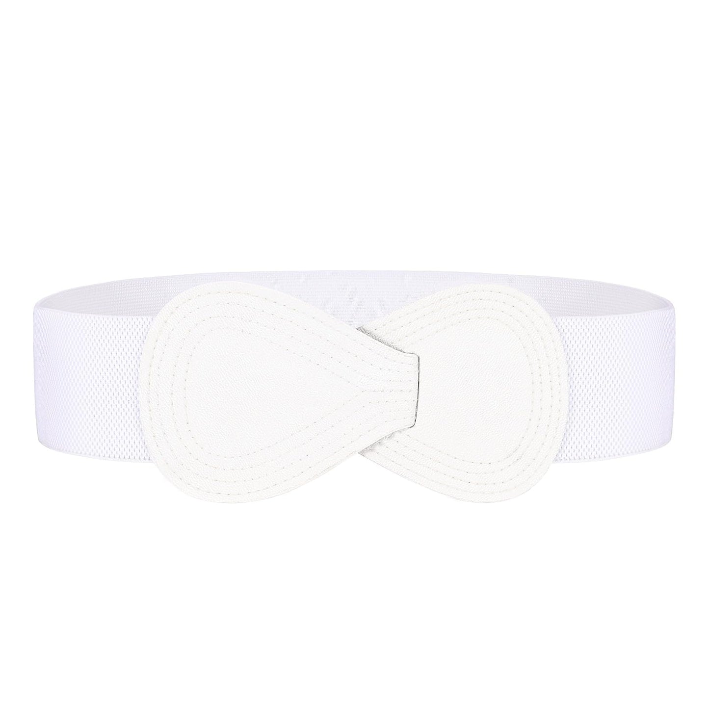 HOTWHIPPY Women Wide Elastic Belt Ladies Stretch Dress Belt Fashion Waistband with 8-shaped Interlock Leather Buckle