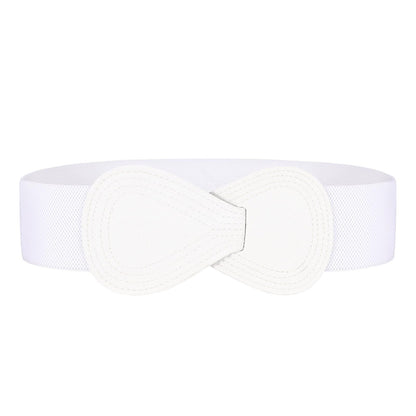 HOTWHIPPY Women Wide Elastic Belt Ladies Stretch Dress Belt Fashion Waistband with 8-shaped Interlock Leather Buckle