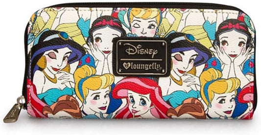 HOTLoungefly Disney Princesses Classic Print Pebble Wallet, Multi, One Size