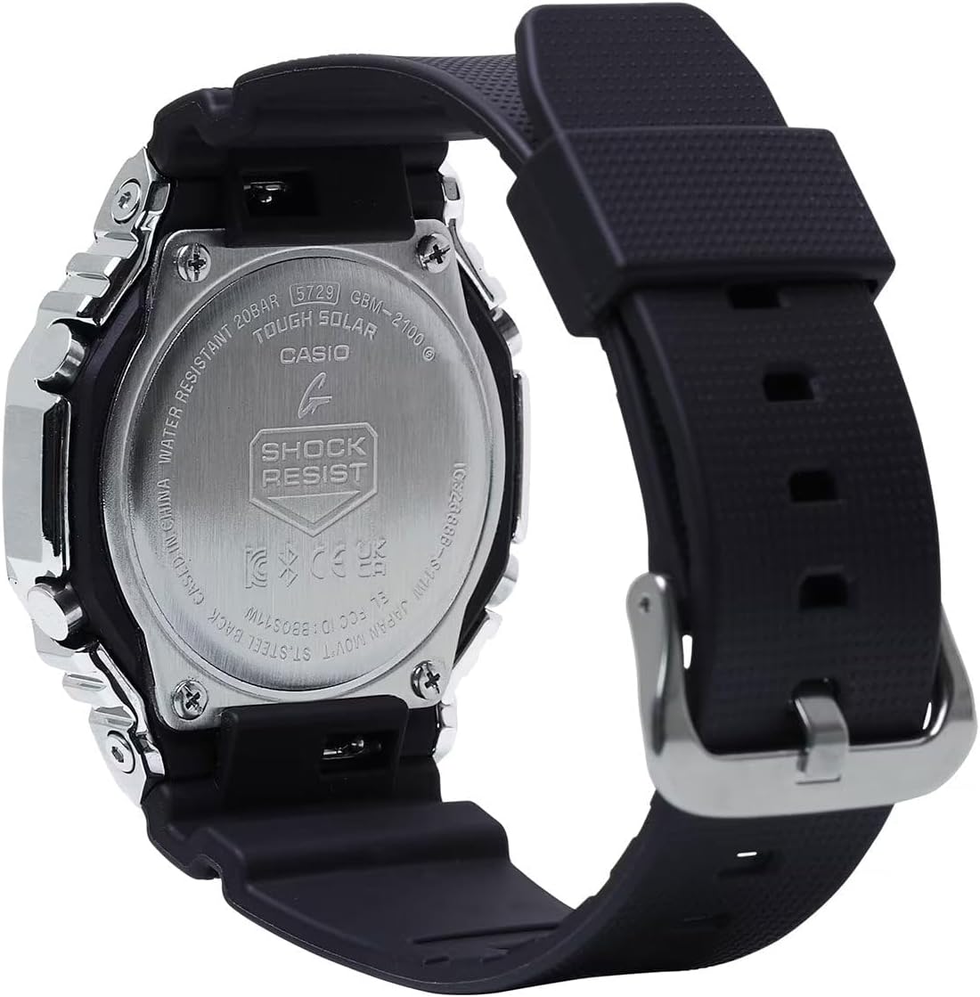 HOTG-Shock Casio G-Steel Solar Connected Green Dial Black Resin Strap Watch - GBM2100A-1A3