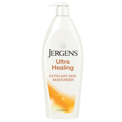 HOTJergens Ultra Healing Dry Skin Lotion, Hand and Body Moisturizer for Quick Absorption into Extra Dry Skin with Hydralucence Blend, Vitamins C, E and B5, White, 32oz