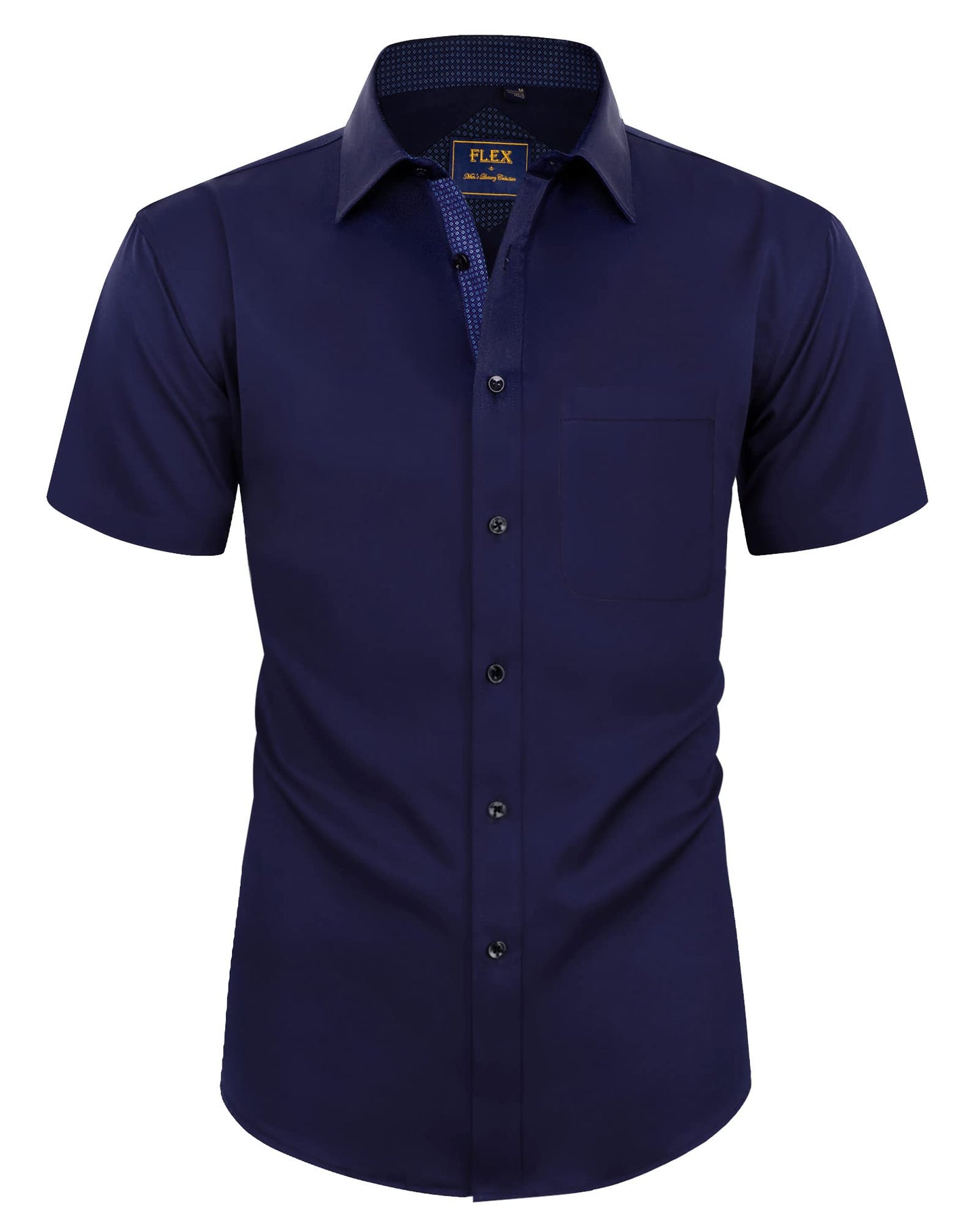 HOTAlimens & Gentle Mens Short Sleeve Dress Shirts Wrinkle Free Solid Casual Button Down Shirts with Pocket