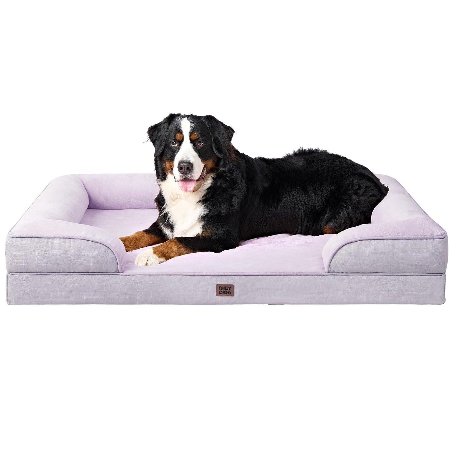 HOTEHEYCIGA Orthopedic Dog Beds for Extra Large Dogs 44x32Inch, Polyurethane Foam XL Pet Bed with Sides, Non-Slip and Egg-Crate Foam Big Dog Couch Bed with Washable Removable Cover, Grey