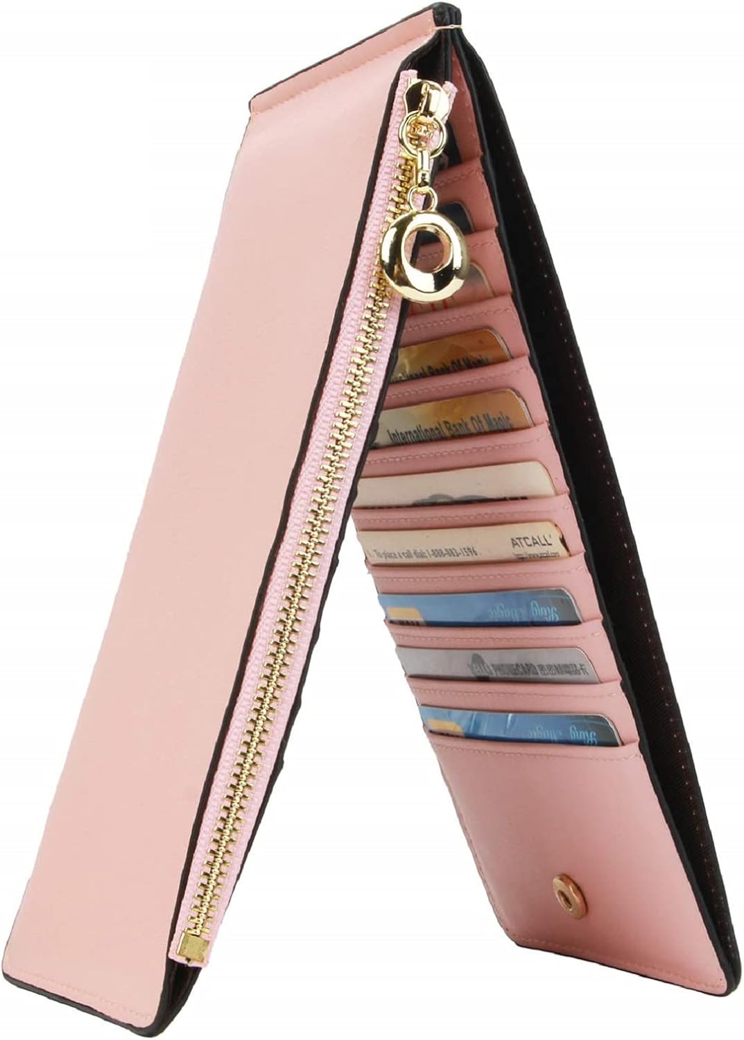 HOTYALUXE Women's RFID Blocking Genuine Leather Wallets Cell Phone Pocket Card Holder Organizer Leather Credit Card Cases Coin Purse with Zipper Pocket