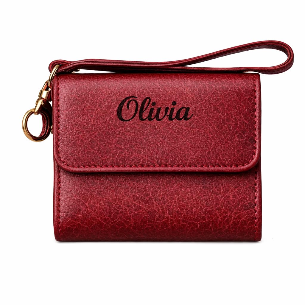 HOTToros Craft Handmade Leather Wallets for Women, Western Wristlet Wallets, Floral Leather Small Credit Card Holder with Zipper, Minimalist & Cute Coin Pouch, Genuine Leather, Camel