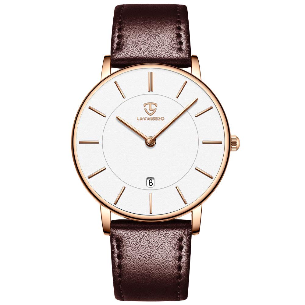 HOTBEN NEVIS Watch, Mens Watch, Minimalist Fashion Simple Wrist Watch Analog Date with Leather Strap