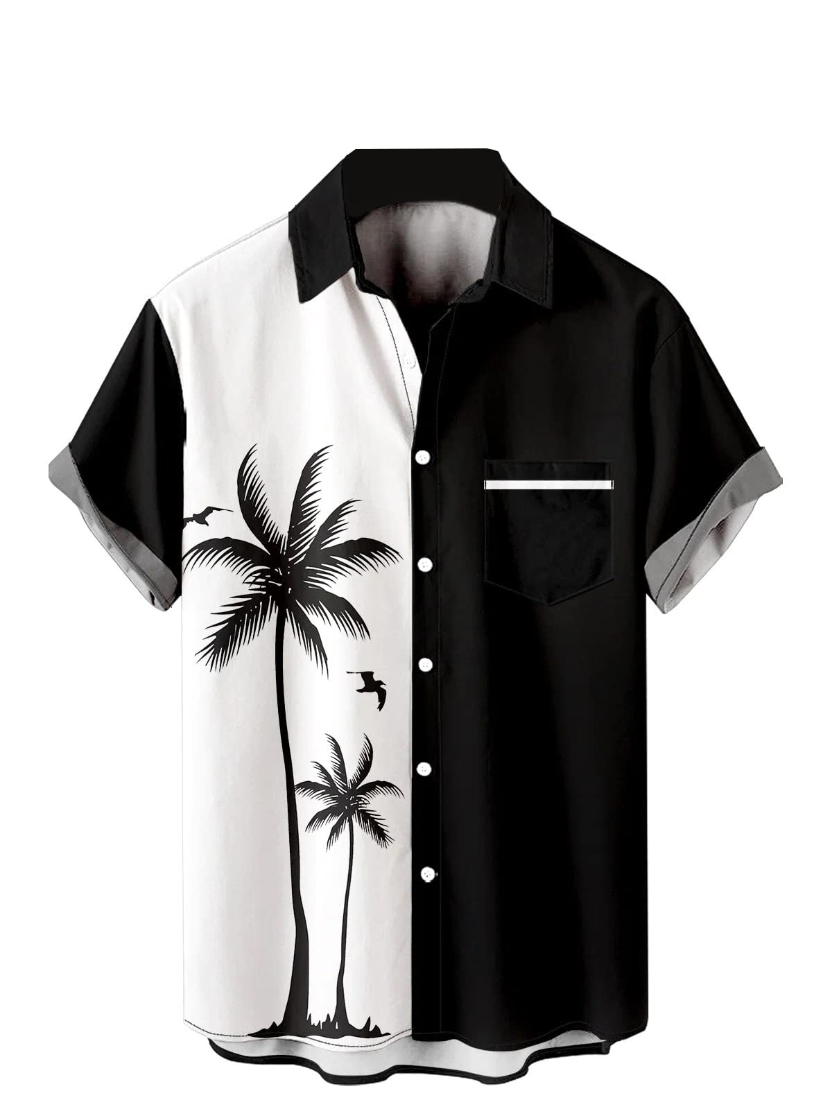 HOTwihnsinop Mens Funky Hawaiian Bowling Shirts Holiday Theme Shirt Button Down Shirts Big and Tall