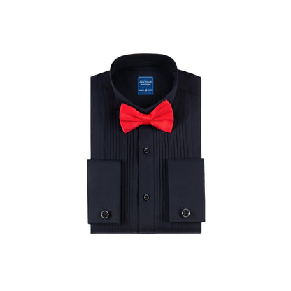 HOTGollnwe Tuxedo Shirts for Men Wing Collar French Cuff with Cufflinks and Bow Tie