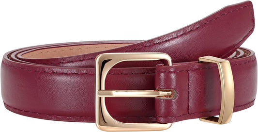 HOTJASGOOD Women Leather Belt Fashion Ladies Leather Waist Belt for Pants Jeans Dress with Gold Buckle