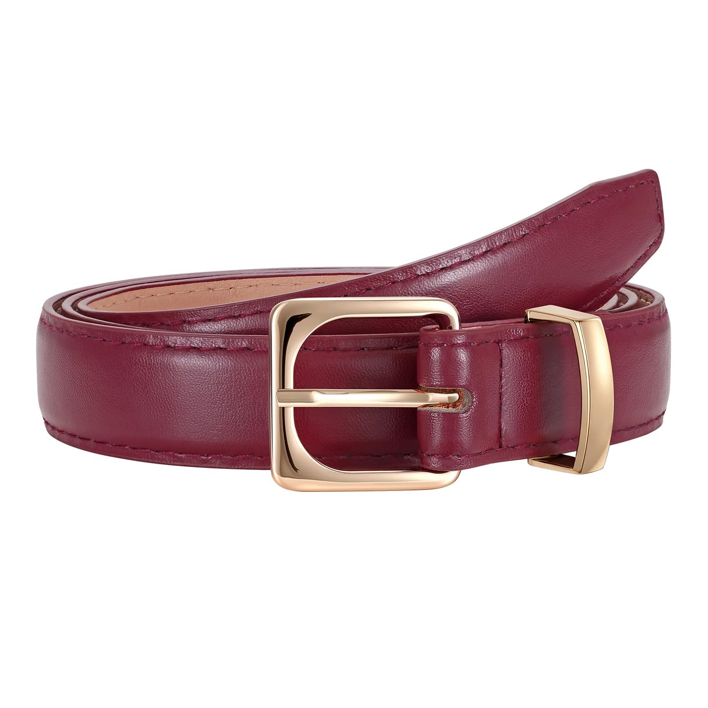HOTJASGOOD Women Leather Belt Fashion Ladies Leather Waist Belt for Pants Jeans Dress with Gold Buckle
