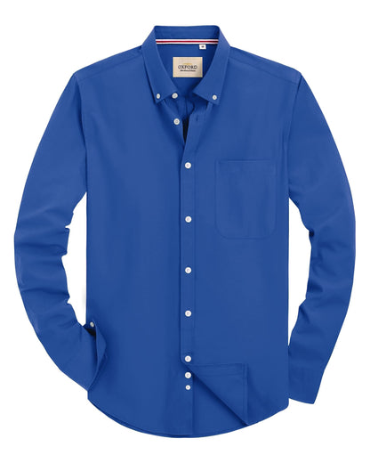 HOTAlimens & Gentle Mens Solid Oxford Shirt Long Sleeve Dress Shirt Work Casual Button Down Shirts with Pocket