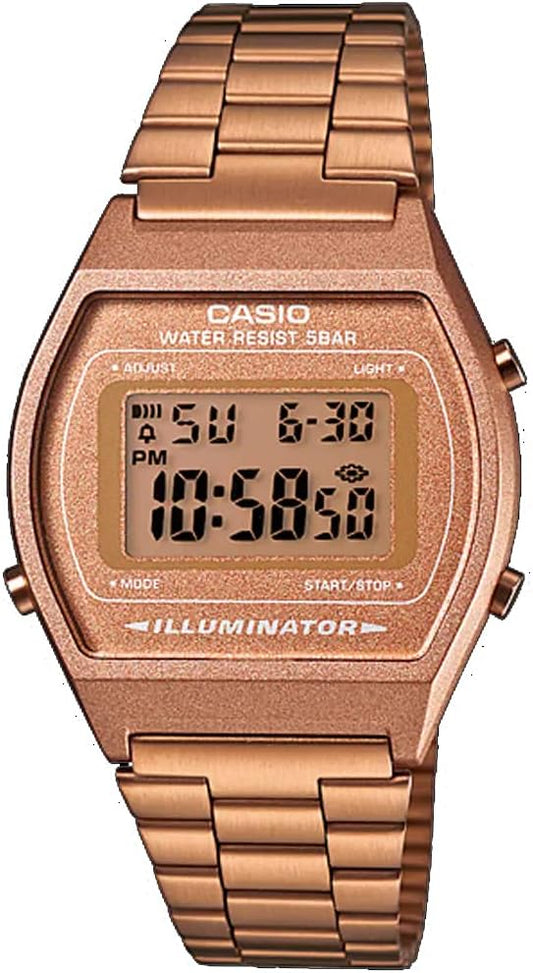 HOTCasio B640WC-5AVT Men's Vintage Rose Gold Tone Metal Band Classic LCD Digital Watch
