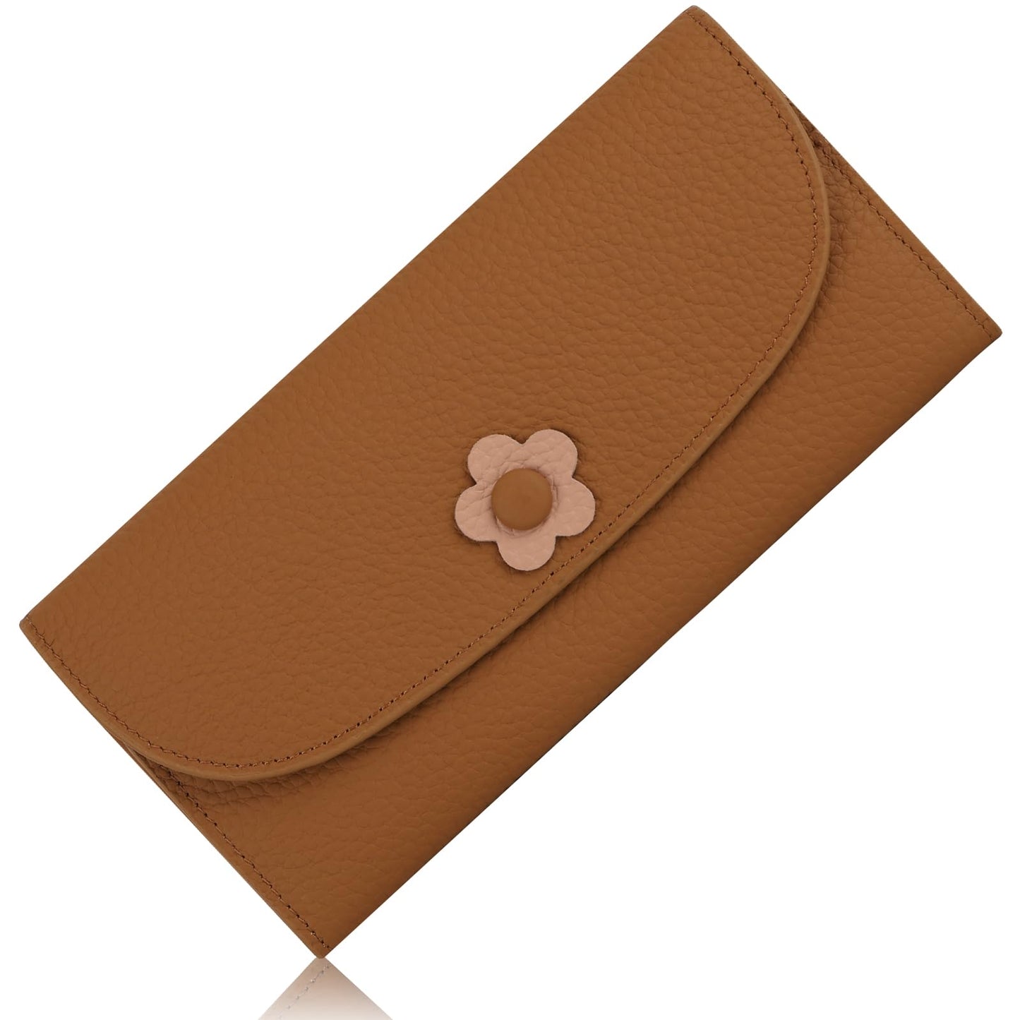 HOTLadies Purse RFID Blocking Genuine Leather Large Capacity Slim Wallet for Women, Rose Red, L, Casual