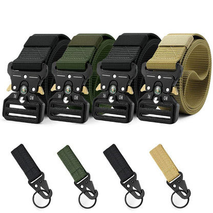 HOTTactical Belt Men 4 Pack, Compass Military Nylon Web Belt, Heavy Duty Belt Quick Release Metal Buckle Riggers Belt
