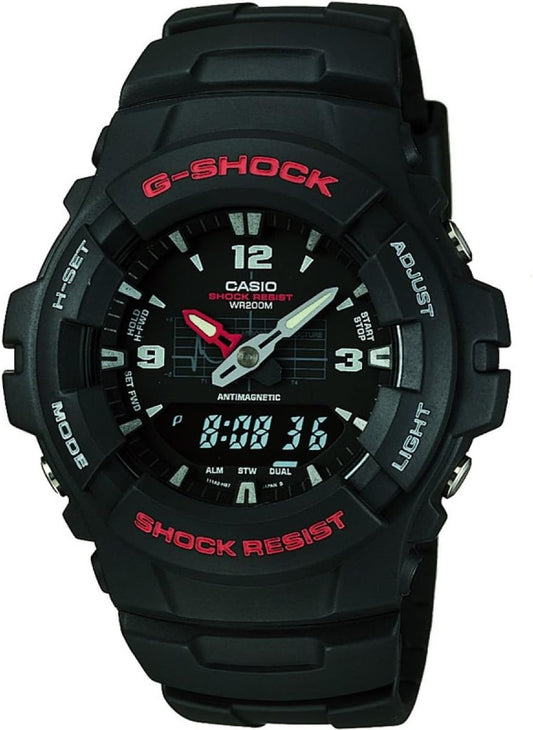 HOTCasio G-Shock G-100 Series | Analog-Digital Watch | Shock Resistant | 200M Water Resistant | Anti-Magnetic | Neobrite Hands | EL Backlight | Black