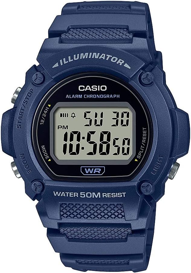 HOTCasio W219H Series | Men’s Digital Watch | 50M WR | LED Illuminator | 100 SEC Chronograph | 1/100 SEC Stopwatch | Daily Alarm | Hourly Time Signal | Auto Calendar | 7 Year Battery