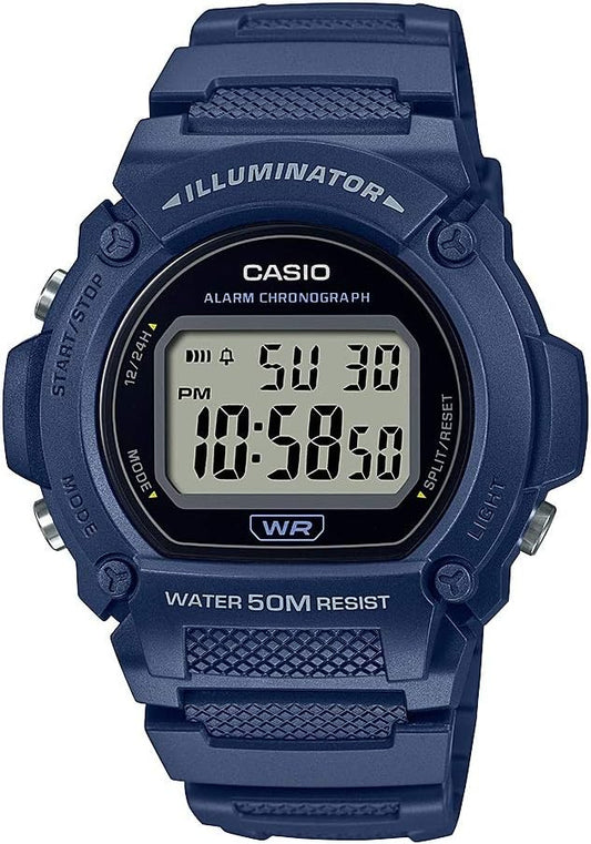 HOTCasio W219H Series | Men’s Digital Watch | 50M WR | LED Illuminator | 100 SEC Chronograph | 1/100 SEC Stopwatch | Daily Alarm | Hourly Time Signal | Auto Calendar | 7 Year Battery