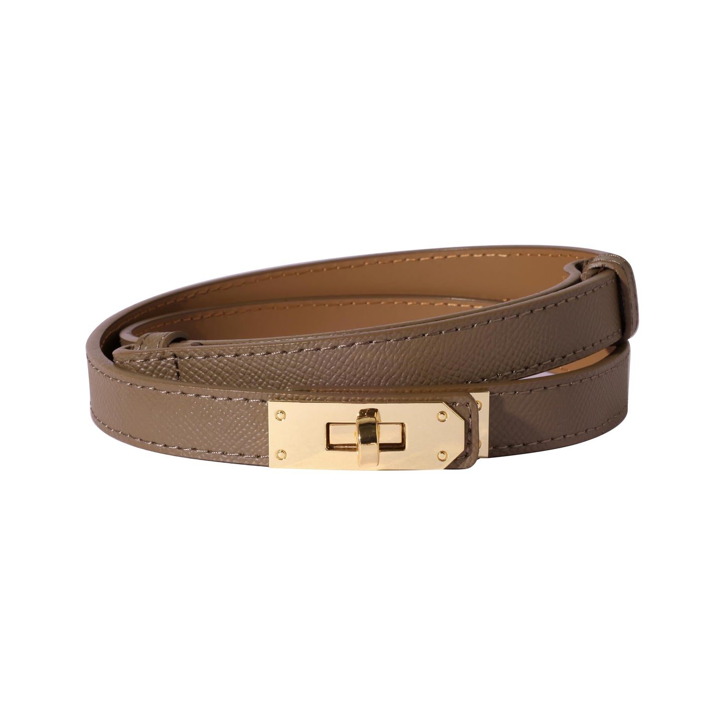 HOTOvekaut Women Skinny Leather Belt Solid Color Alloy Turn Lock Adjustable Waistband for Dresses Jeans Coats
