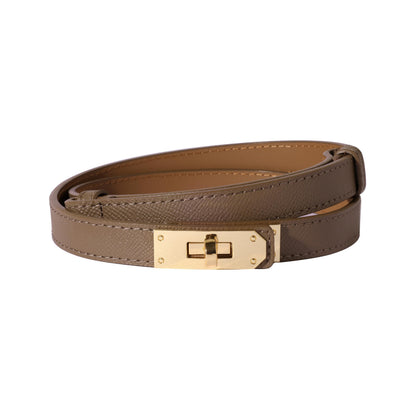 HOTOvekaut Women Skinny Leather Belt Solid Color Alloy Turn Lock Adjustable Waistband for Dresses Jeans Coats