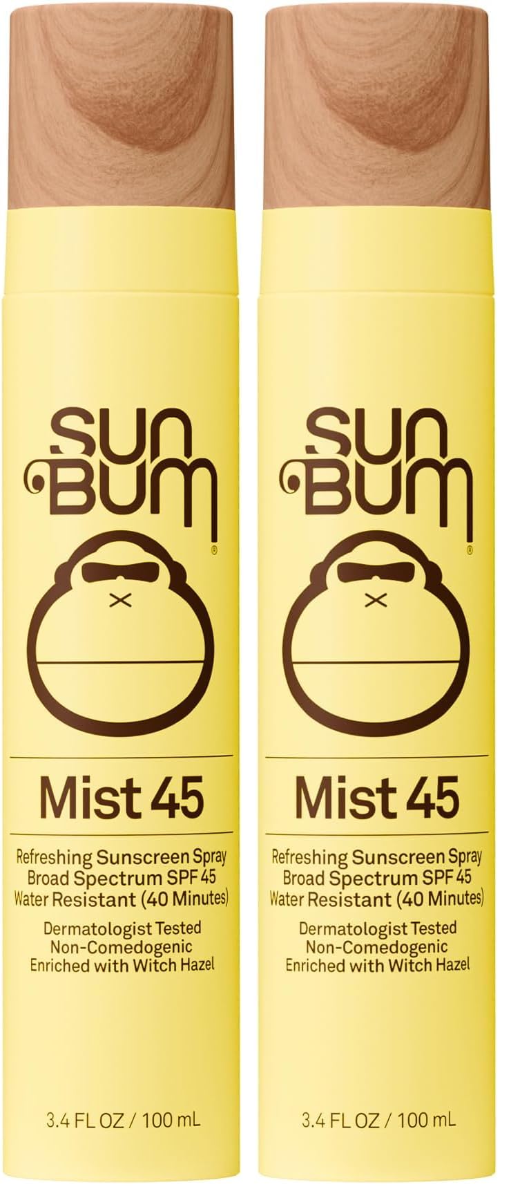 HOTSun Bum Original SPF 45 Sunscreen Mist - Broad Spectrum Moisturizing Facial Sunscreen Spray with Vitamin E - Hawaii 104 Act Compliant (Made without Octinoxate & Oxybenzone) - Travel Size - 3.4 oz
