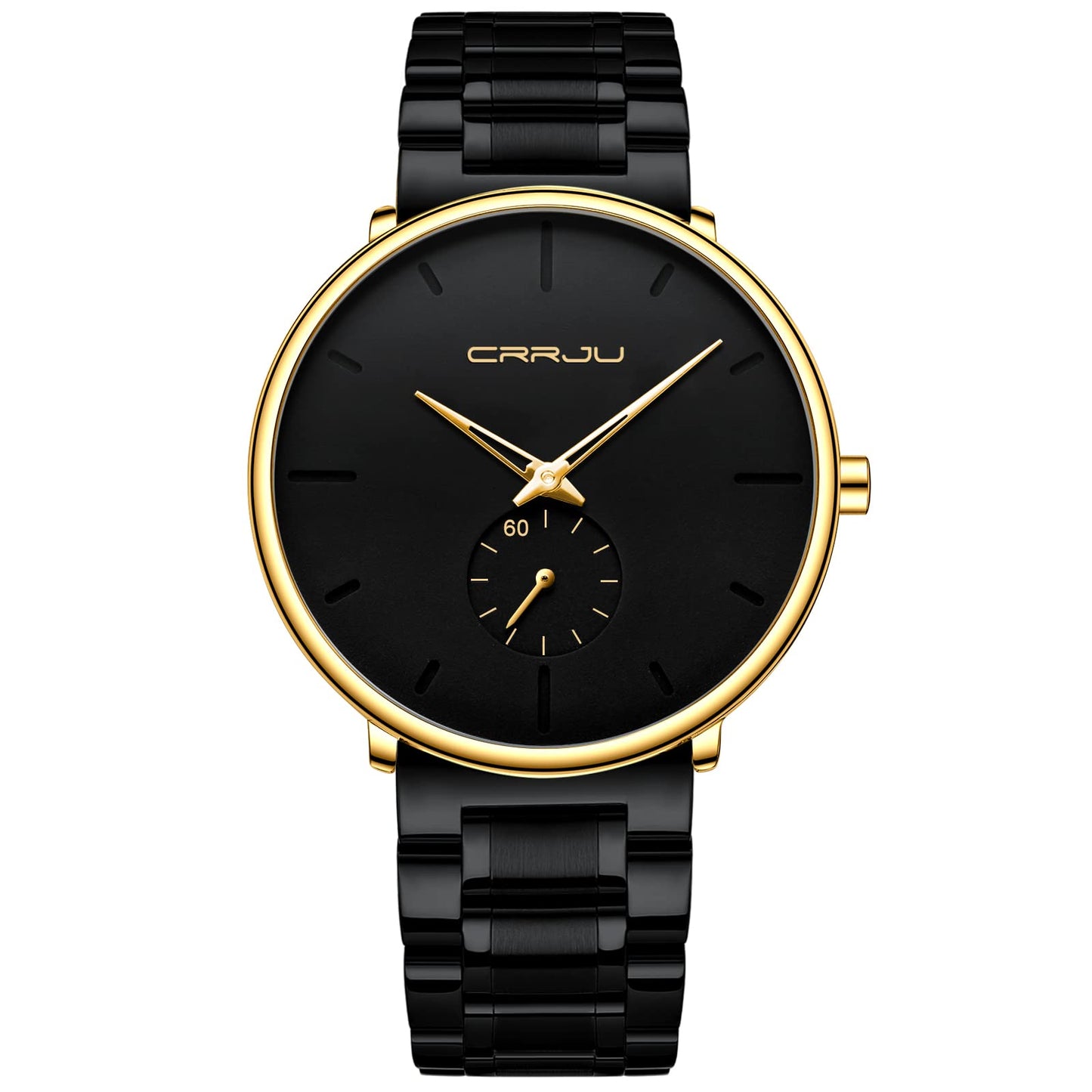 HOTMens Watches Ultra-Thin Minimalist Waterproof-Fashion Wrist Watch for Men Unisex Dress with Stainless Steel Band-Black Hands