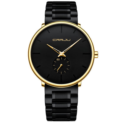 HOTMens Watches Ultra-Thin Minimalist Waterproof-Fashion Wrist Watch for Men Unisex Dress with Stainless Steel Band-Black Hands